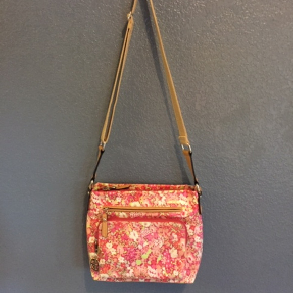 VERY CUTE GIANA BERNINI PINK FLORAL SHOULDER BAG - Picture 1 of 2